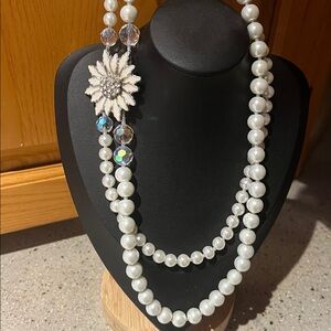 4/$20 Chic Double-Strand Pearl Necklace with Floral Detail
